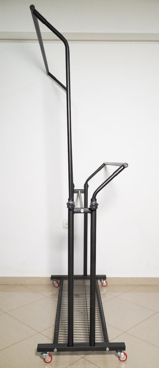 Sarraya Pro — Penderie Métallique Double Barre Noire | Extensible 200cm