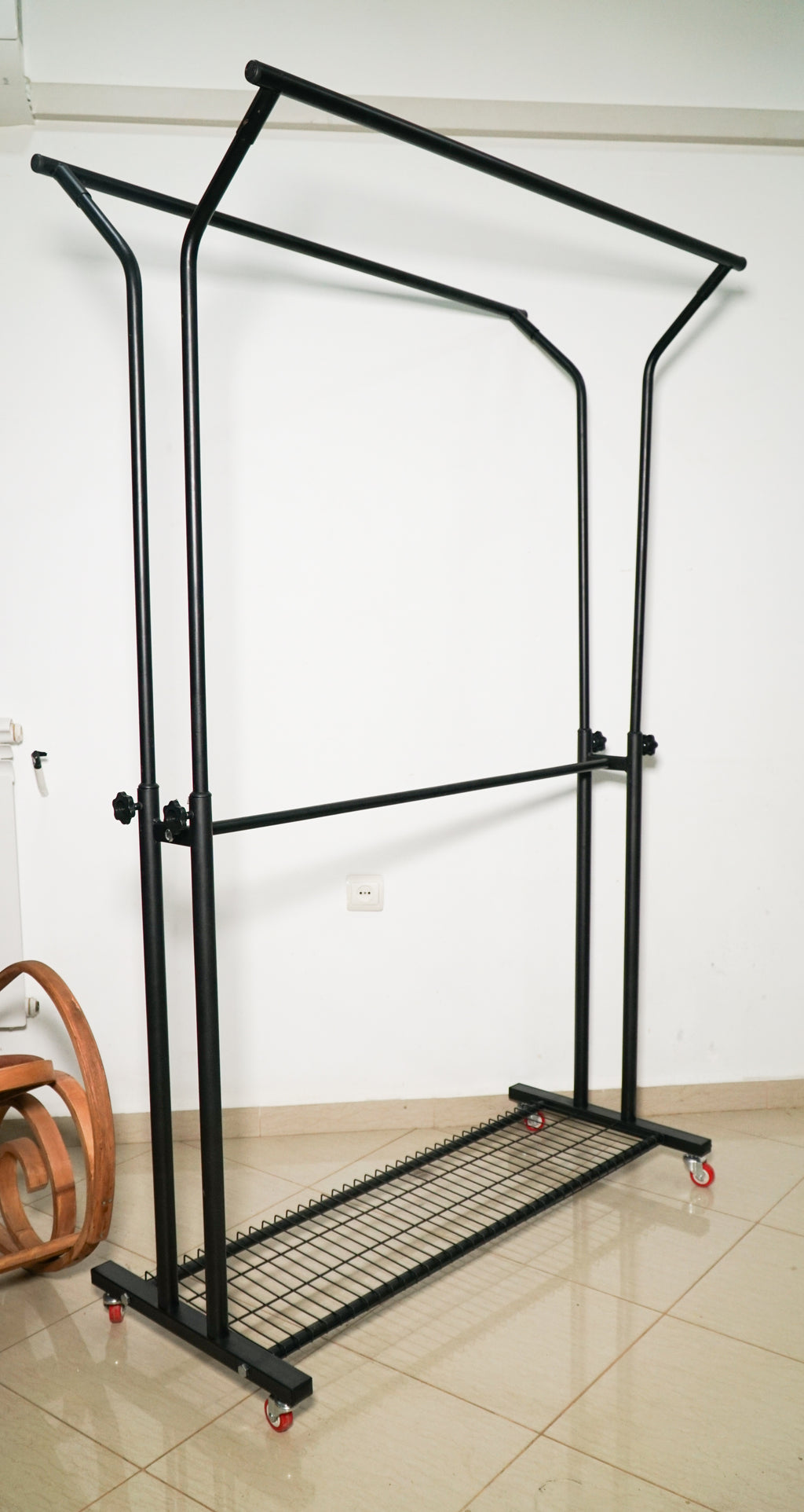 Sarraya Pro — Penderie Métallique Double Barre Noire | Extensible 200cm