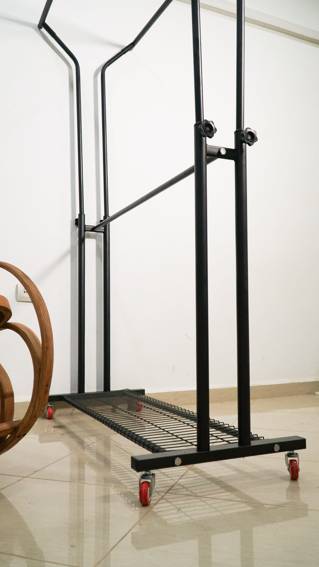 Sarraya Pro — Penderie Métallique Double Barre Noire | Extensible 200cm
