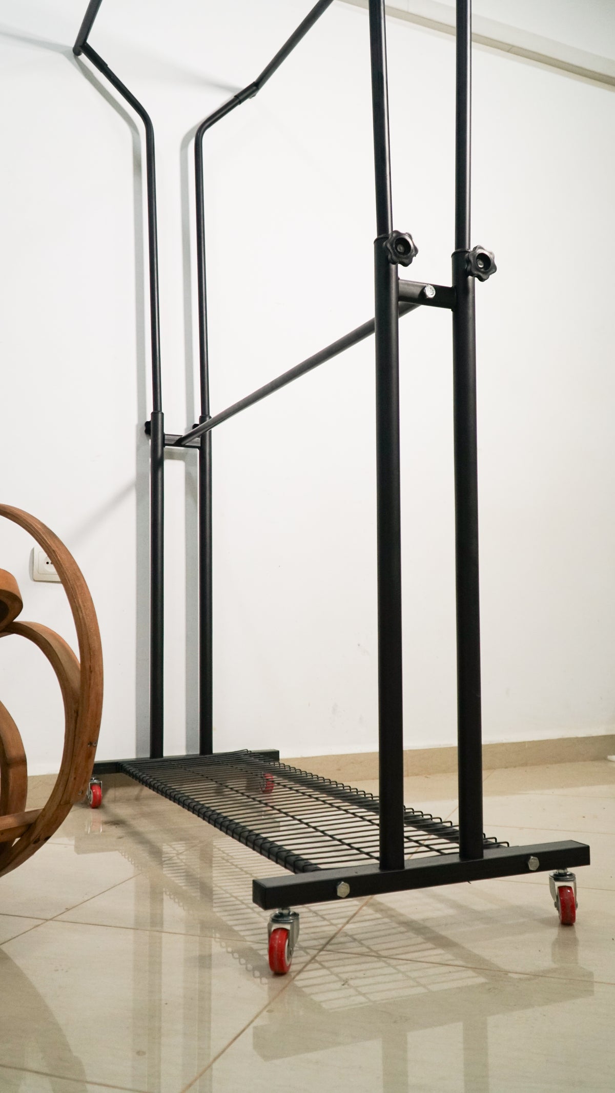 Sarraya Pro — Penderie Métallique Double Barre Noire | Extensible 200cm