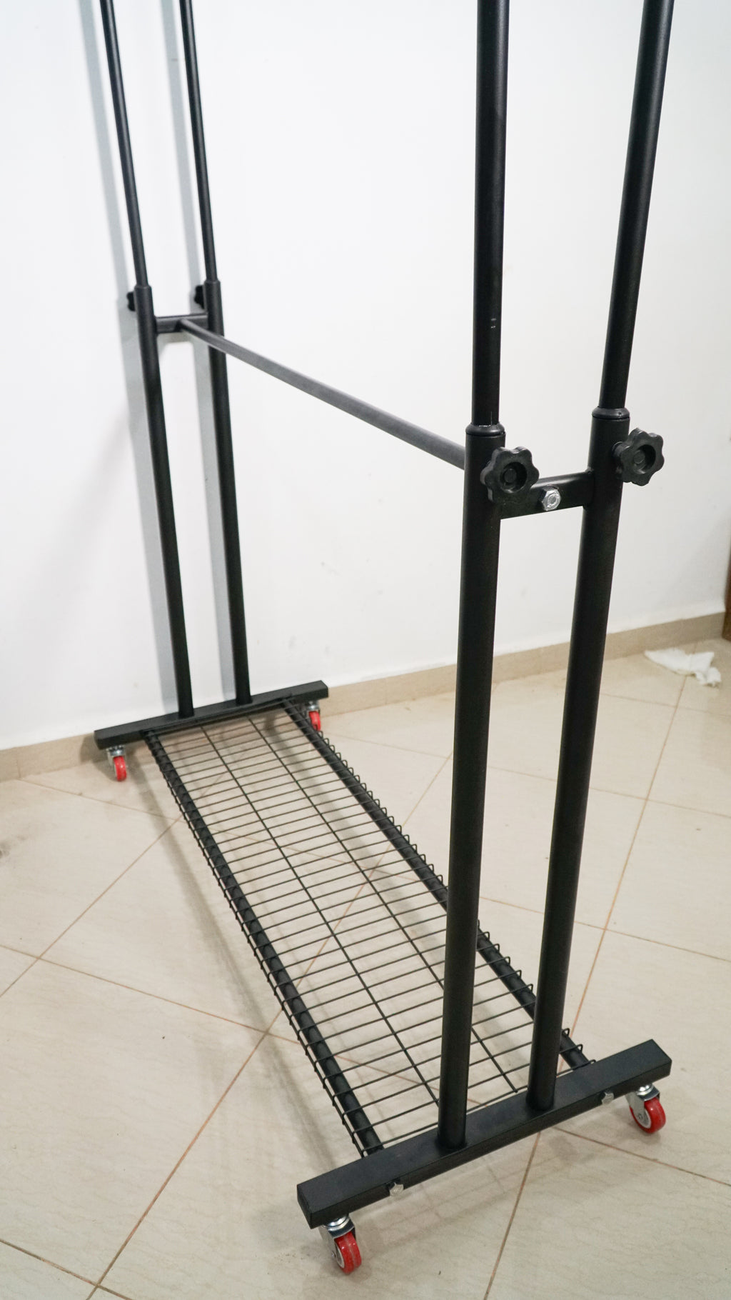 Sarraya Pro — Penderie Métallique Double Barre Noire | Extensible 200cm